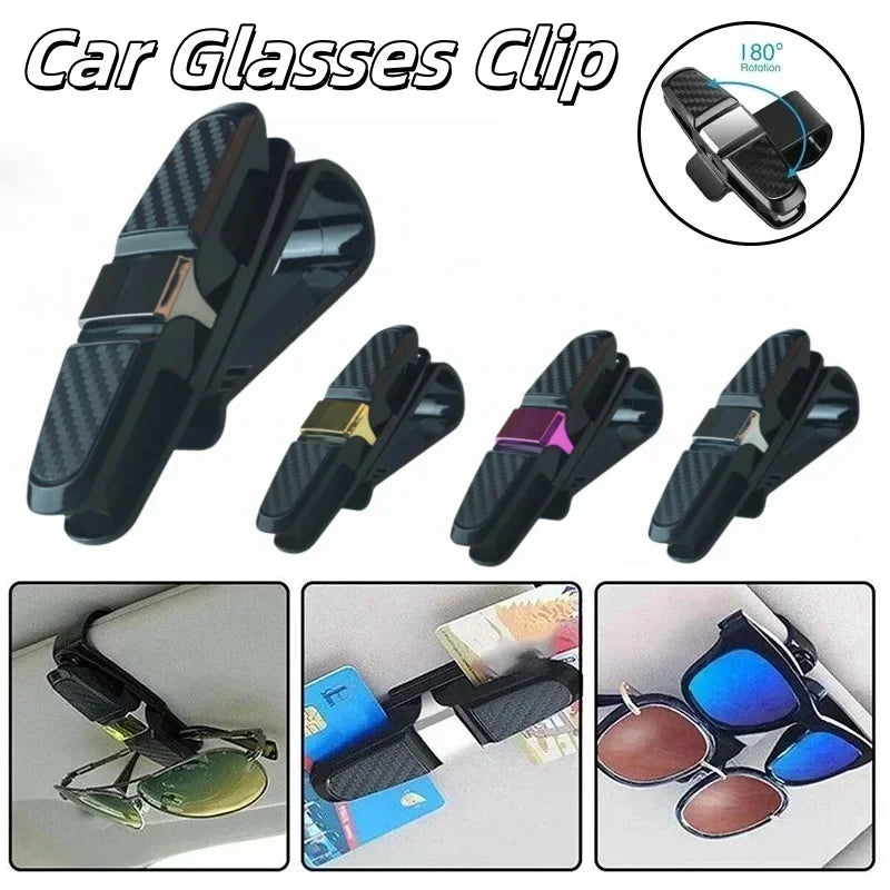 Car Glasses Case Auto Sun Visor Glasses Holder Sunglasses Clip Card Holder Eyeglasses Accessories Car Accessories Interior