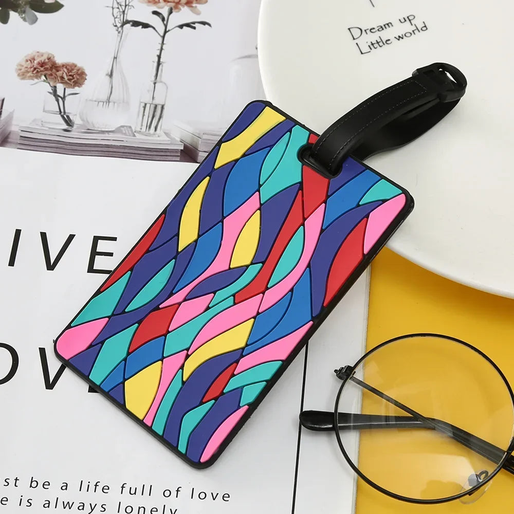 1PCS Geometric Soft Silicone Luggage Tags Suitcase ID Addres Name Holder Baggage Tag Label Travel Accessories Luggage Tags