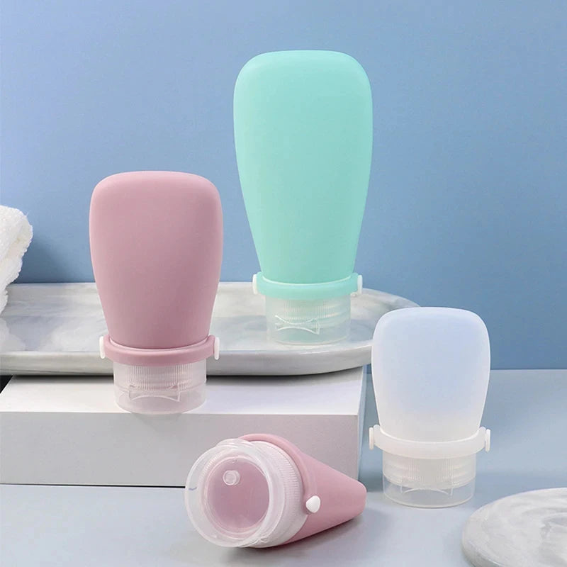 1/4pcs Portable Silicone Travel Bottle Cosmetic Storage Refillable Lotion Bottle Leakproof Shampoo Squeeze Tube Empty Bottle