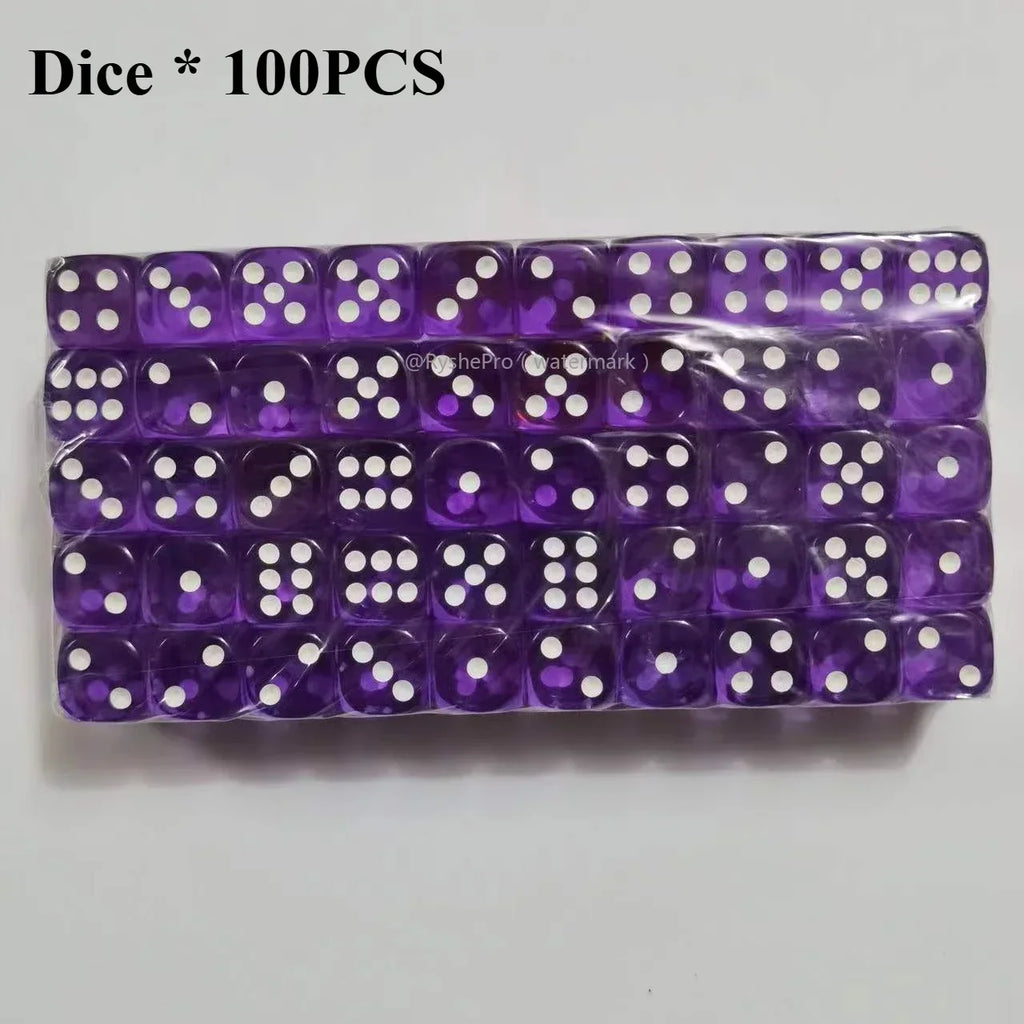 100 Pieces Colored Dices 14mm 6 Sided with Acrylic Material Standard Game Dice Set for Board Games Parties Classroom Math Dice