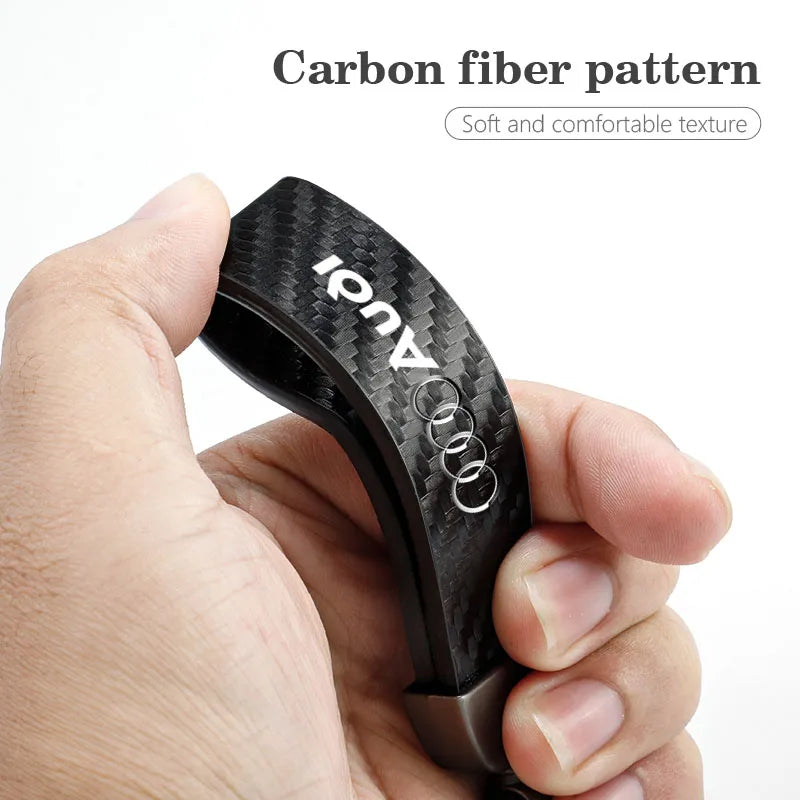 For Audi Sline A4 A3 A6 TT S4 S5 S6 A1 A2 A5 A7 A8 Q1 Q2 Q3 Q4 Q5 Q6 Q7 Q8 B8 B9 B6 C6 Q Carbon Leather Car Keychain Accessories