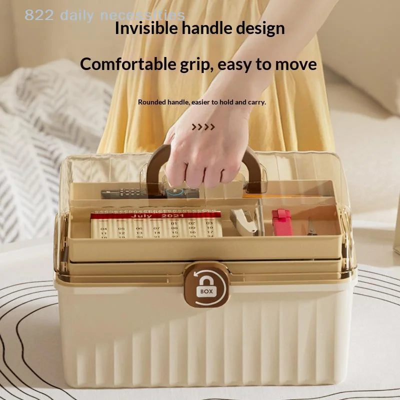convenient1PC 3 Tier Foldable Medicine Organizer With Multiple Compartments Perfect For Home Daily Medication First Aid Storage
