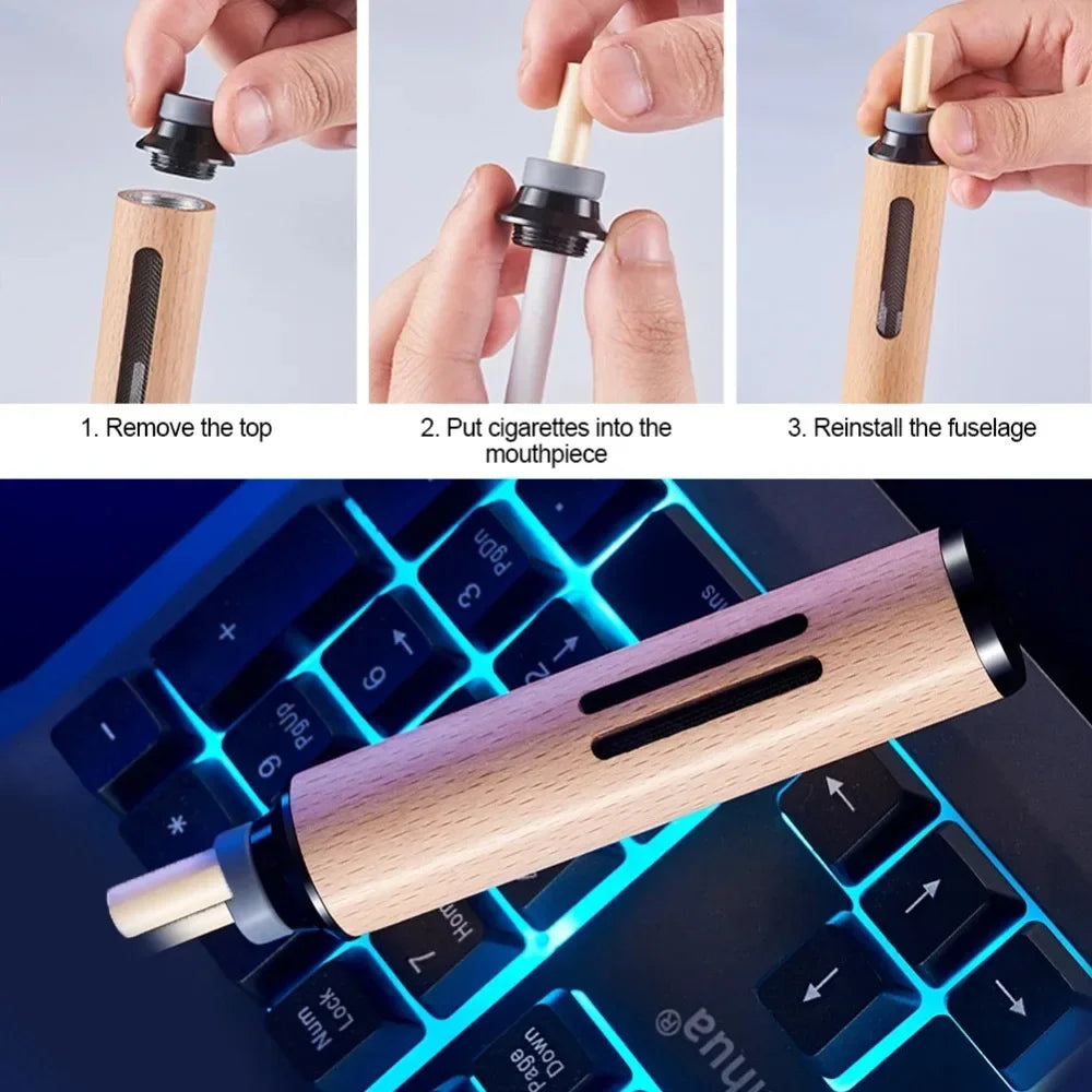 Portable Car Ashtray Easy Cleaning Splash-proof Multi-function Wooden Car Ashtray Detachable Car Office Smoking Accessories