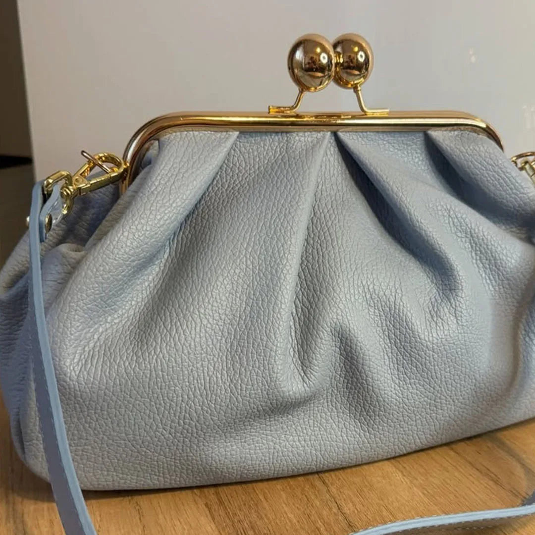 LOST IN VINTAGE Large Purse 35x20x12cm Artficial Leather Premium Plus Bag Big Ball Kiss Lock Clutch Purse Clutch Deep Folds Bags
