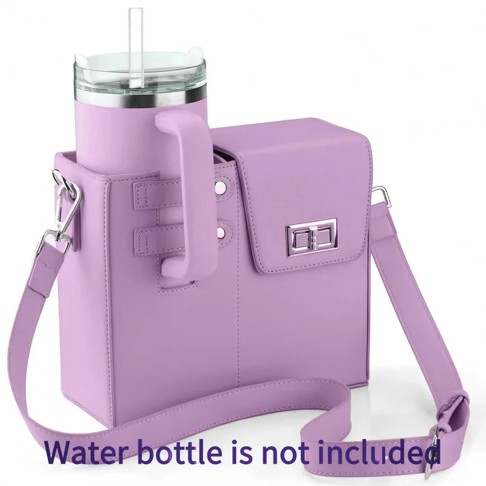 Vintage large-capacity shoulder strap crossbody bag for outdoor use, portable for storing beverage bottles, water cups, mobile p