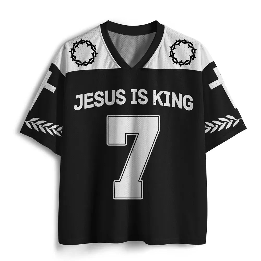 Jesus Is King Christian Streetwear Classic American Football Style Jersey & Athletic Shorts Set Summer Men's Casual T-Shirt Set
