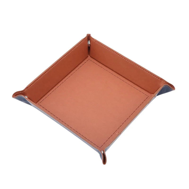 Rolling Folding Hexagon Dice Game Storage Tray PU Leather&Velvet Mat Holder Double Sided Thick Office Supplies Storage Tools