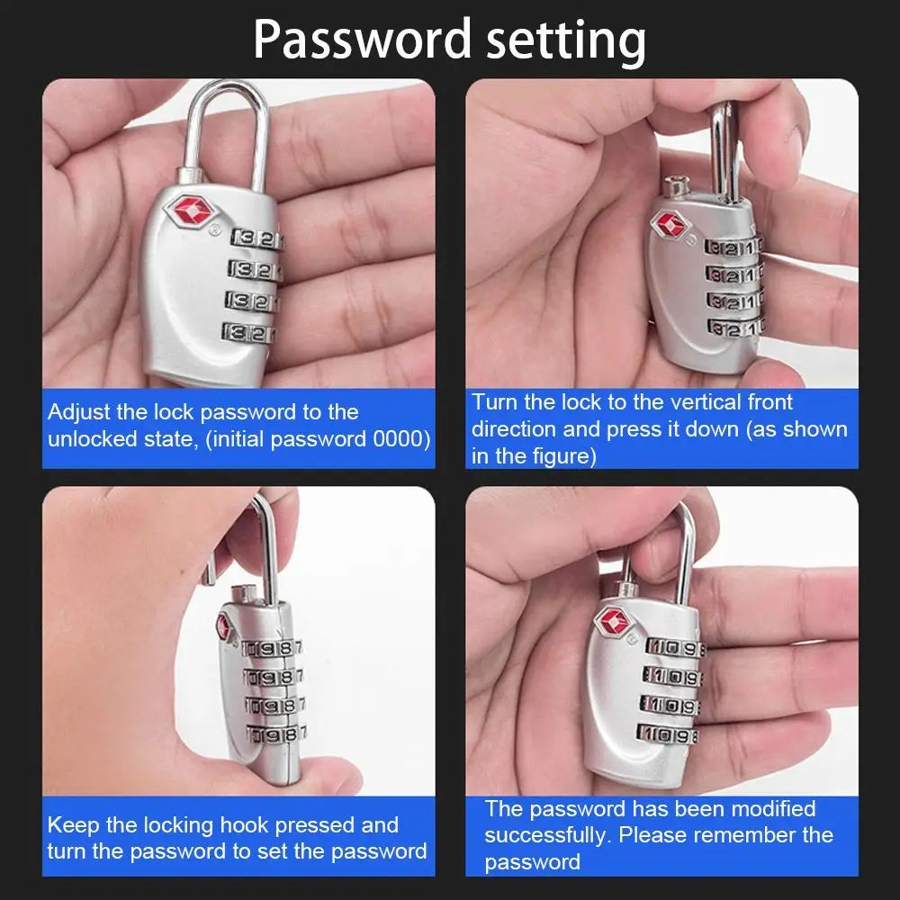 Anti-Theft Portable Cable Luggage Lock TSA Customs Lock Customs Code Lock Smart Combination Lock Padlock with Steel Cable
