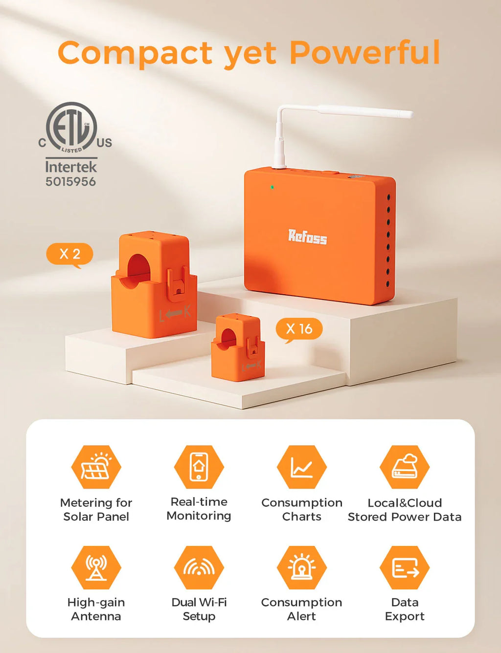 Refoss Smart Home Energy Monitor EM16P Up to 200A US Version Comprehensive Energy Data Work with Home Assistant