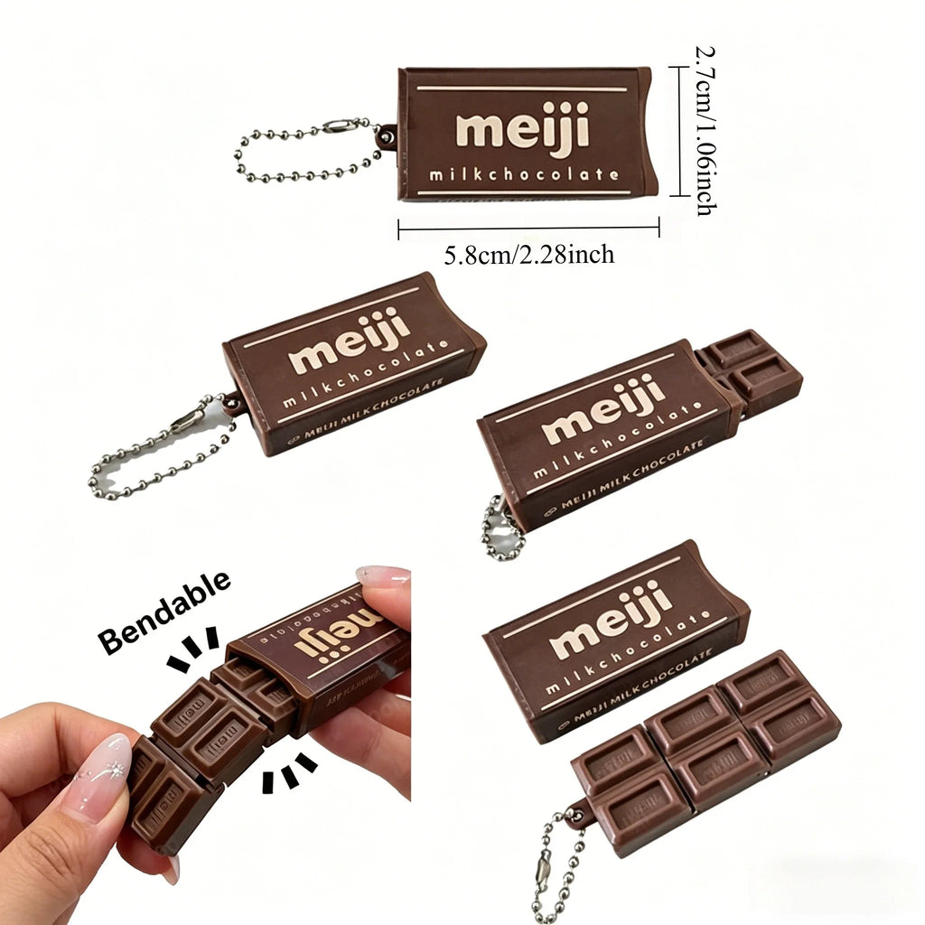 New Crisp Click Snap Sound Chocolate Fidget Toy Bendable Meiji Shape Squeeze Stress Relief Sensory Decompression Relax Toy Gift
