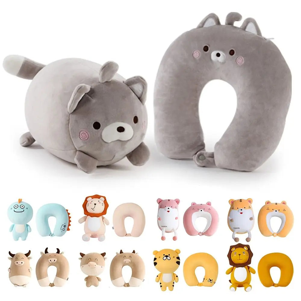 Soft Healthcare Multifunctional Changable Cartoon Penguin Whale Protection Neck U Shaped Travel Pillow Fluffy Pillows