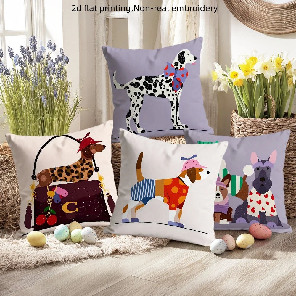 Fashion Dog Throw Pillow Covers, Cute Dalmatian Puppy Print Cushion Cases, Stylish Pet Lover Decor for Bedroom Living Room