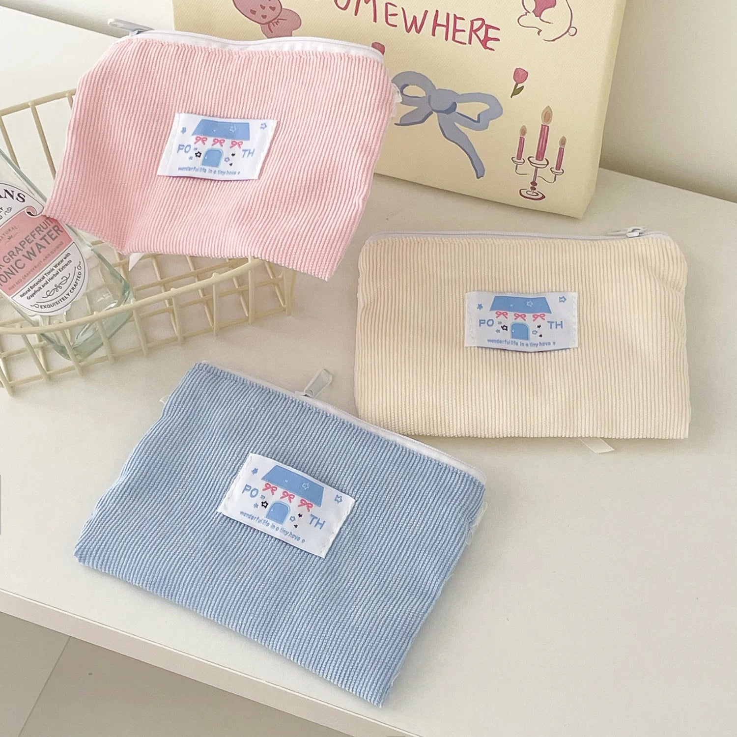 YT Student Portable Macaron Color Cute Small Item Storage Bag Miscellaneous Bag Ballet Style Bow Coin Purse