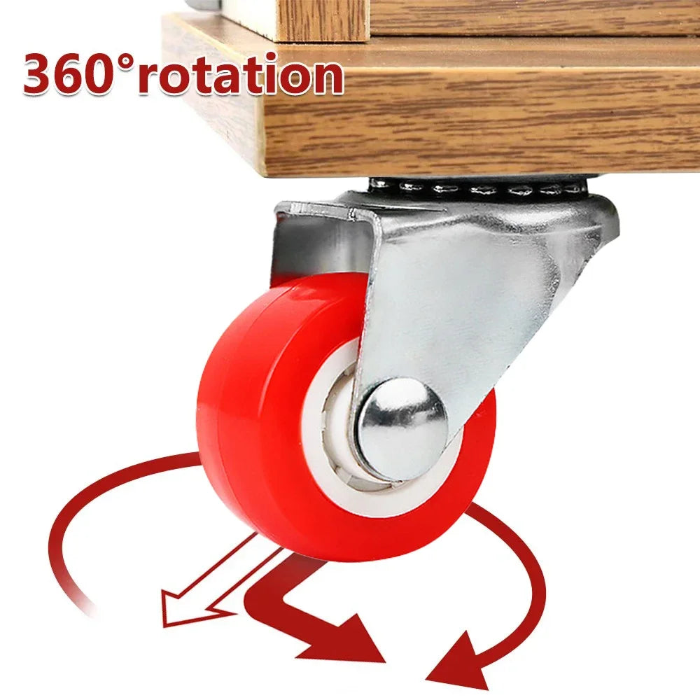 10PCS Car Swivel Casters 360 Degrees Heavy Duty Wheel Caster 1.5 Inch Wear Resistant Mute Heavy Trolley Wheels Red Swivel Castor