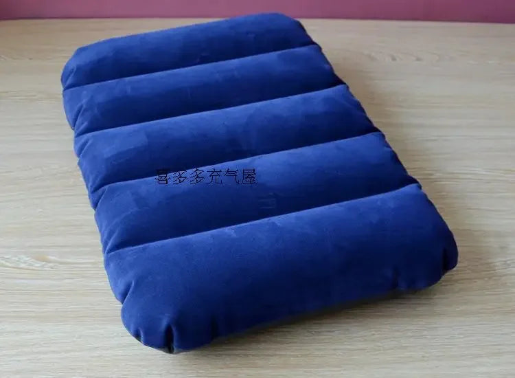 New Outdoor Camping Travel Inflatable Pillow Flocking Pillow Portable Sleeping Foldable Travel Sleep Air Cushion Break Rest