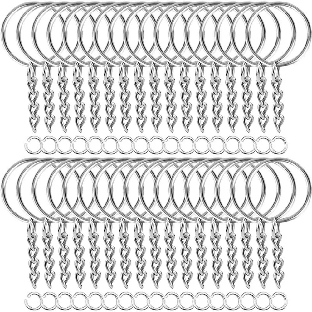 10/20/100Pcs Metal Blank Keyring Keychain With Split Jump Ring Connector DIY Women Men Jewelry Making Supplies Craft Accessories
