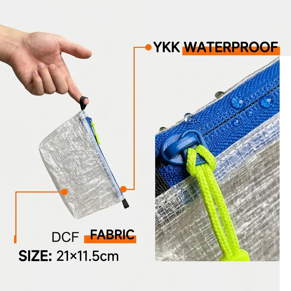14.6g Outdoor DCF Pouch Passport Key Ultralight Toiletry Sack Bag Zipper Hiking Camping Gear Organizer Storage Bag