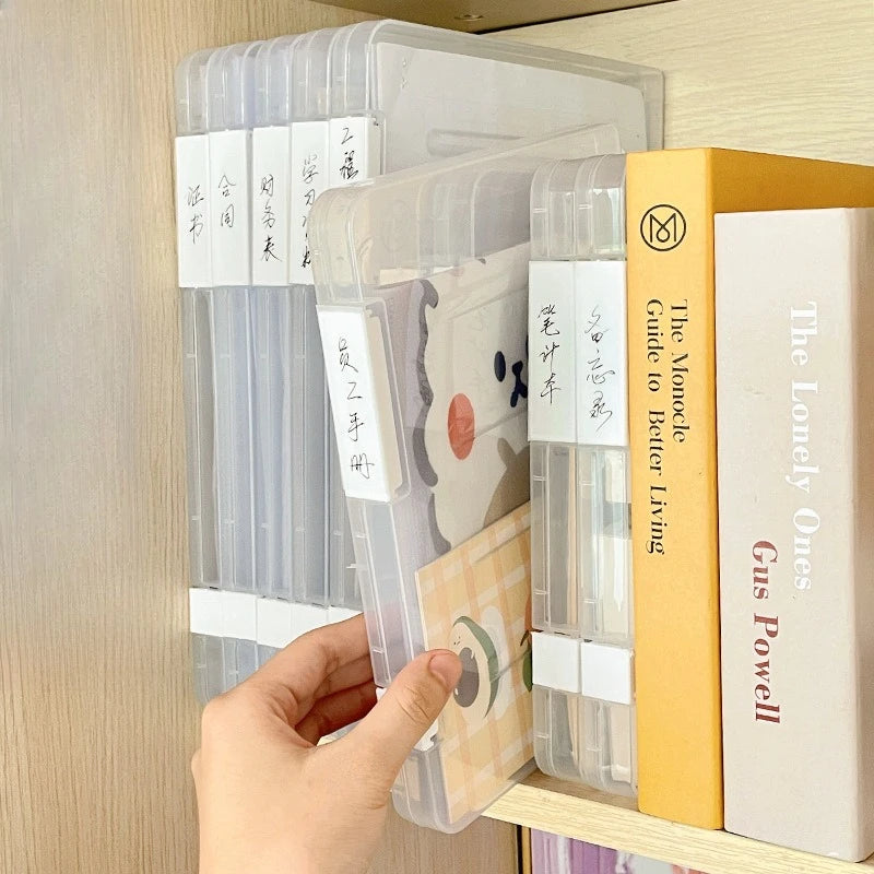 Dustproof Transparent A4 Archive Box Desktop Document Certificate Bill Storage Case Office Paper Stationery Organizer