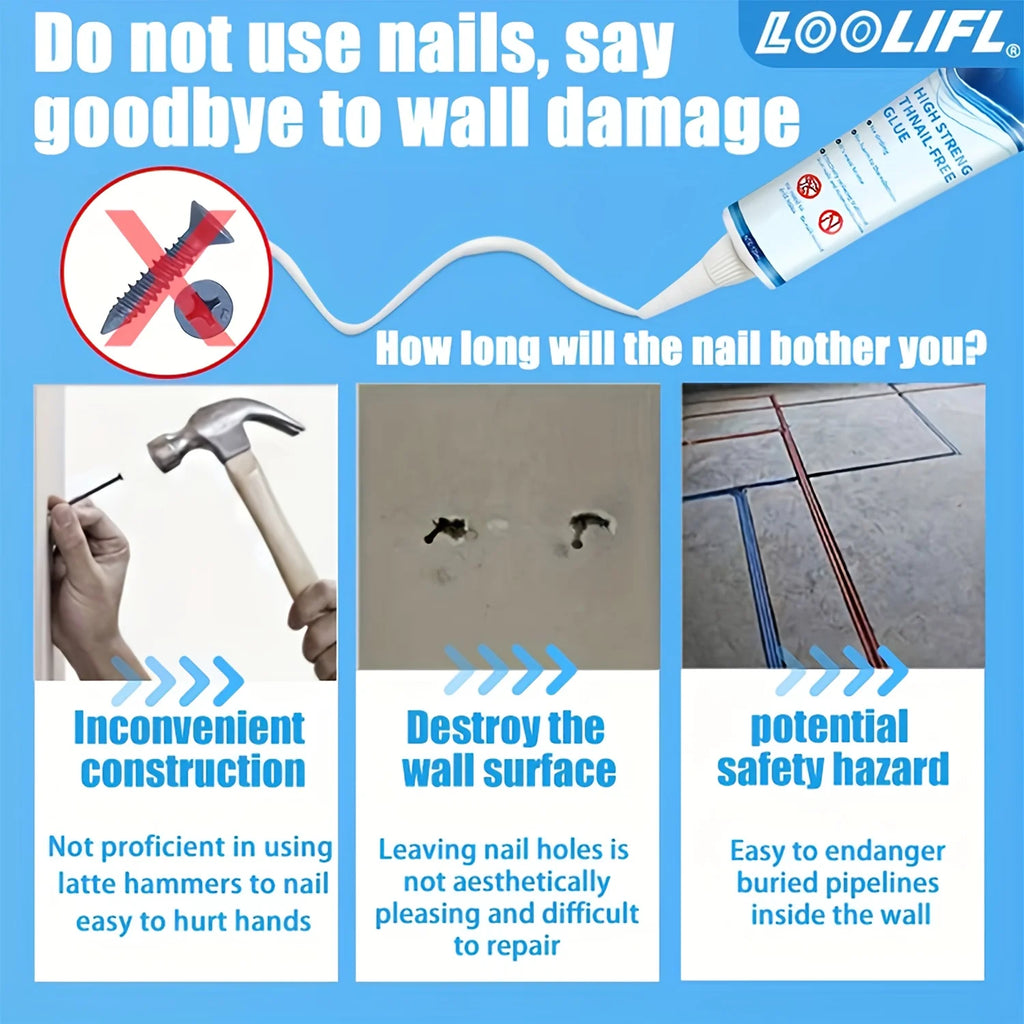 LOOLIFL All-purpose Sealant Glue Quick Drying Ultra Strong Fix Sealer Nail free Adhesive Glass Tile Metal Universal Bonding