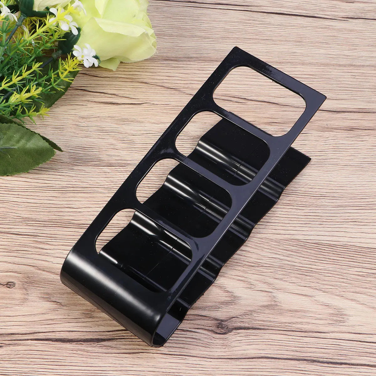 4 Frame Remote Organizer Holder TV Dvd Vcr Remote Storage Rack Compact Design Anti Slip Portable Black Organizer
