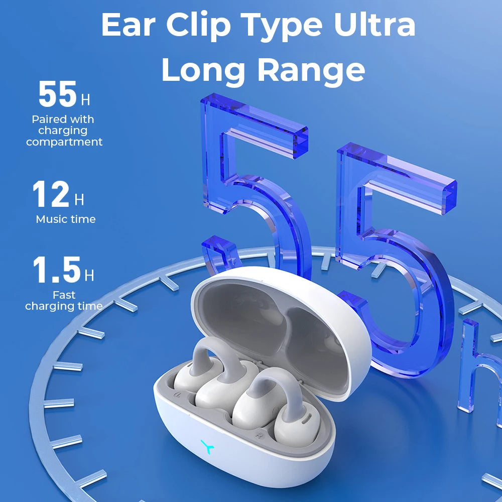 Wireless touch Bluetooth earphones 5.3 clip in ear game call noise reduction and comfortable music earphone charging compartment