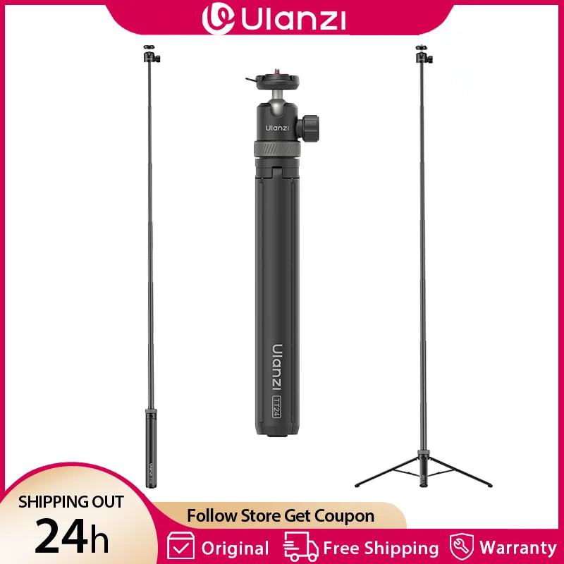 Ulanzi TT24 1.5M Cka Quick Release Selfie Stick Four-Leg Tripod Stand for Mobile Phone Gopro Action Camera with 360° Rotation