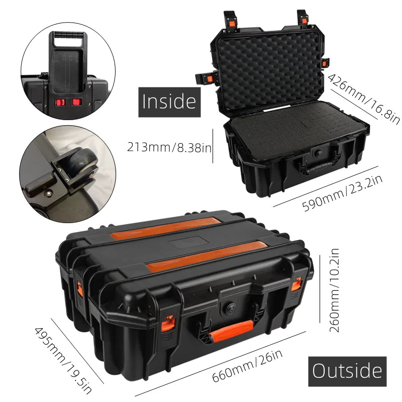 660x495x260MM Large Pull rod Tool Box On Wheels Waterproof Tool Box Organizer Hard Case tool bag Wheeled Protable tool storage