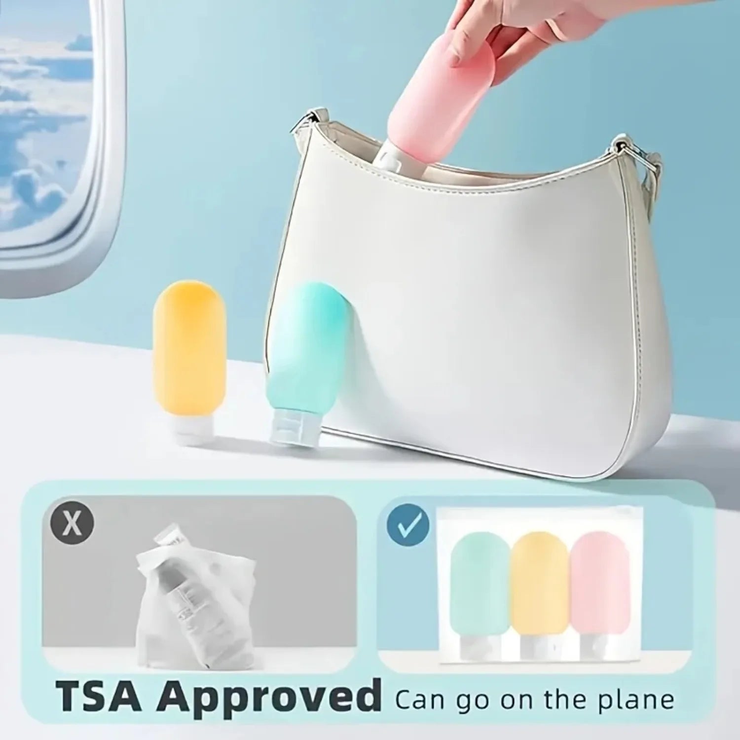 4Pcs Travel Bottles Set Refillable Bottle Cosmetic Containers 60ml Cream Lotion Shampoo Travel Dispenser Squeeze Tube Makeup