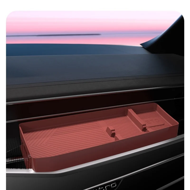 For Audi 2019-2025 A6/A7 Rear Screen Storage Box Instrument Panel Silicone ETC Storage Box Car Interior Accessories
