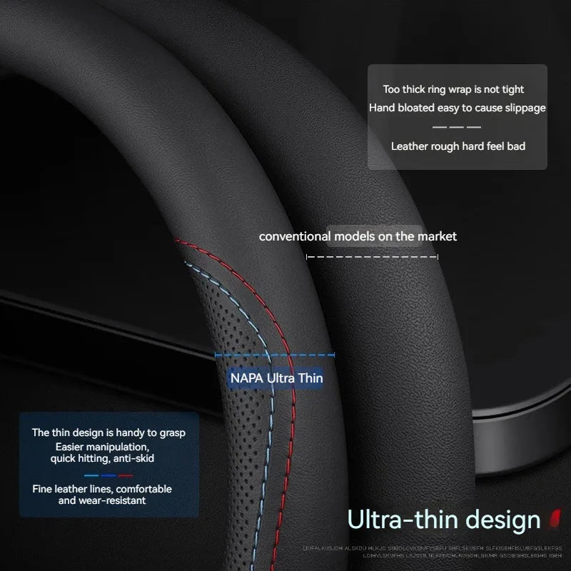 For Tesla Model 3 Model Y Model S Model X Roadster Leather Anti-slip Breathable Car Steering Wheel Cover Auto Accessories