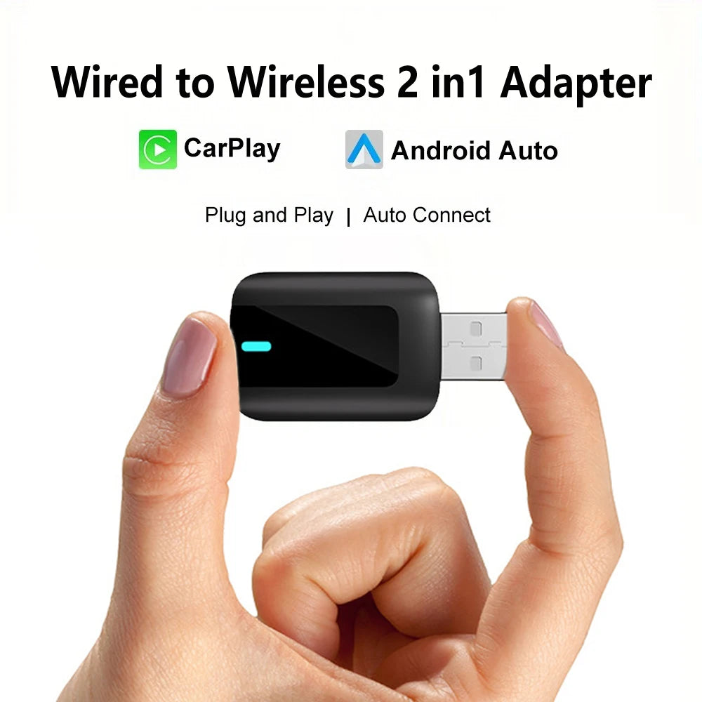 Wireless CarPlay Adapter Convert Wired CarPlay to Wireless for iPhone & Android Auto Plug & Play Low Latency, Fast Auto-Connect