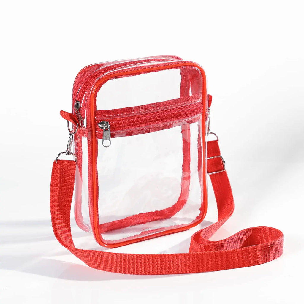 Women Clear PVC Shoulder Bag Stadium Approved Transparent Concert Crossbody Bag With Front Pocket Casual Lightweight Handbag