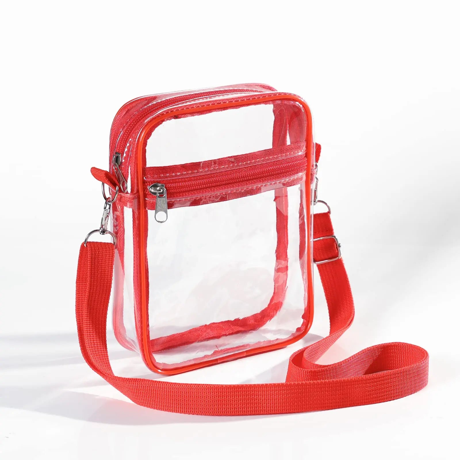 Women Clear PVC Shoulder Bag Stadium Approved Transparent Concert Crossbody Bag With Front Pocket Casual Lightweight Handbag