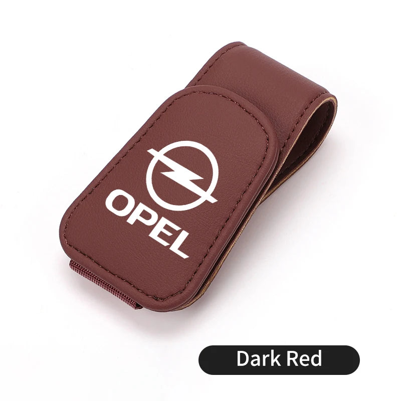 Car Magnetic Leather Card Ticket Holder Sun Visor Glasses Clip For Opel Astra H G J Insignia Corsa Zafira Meriva Mokka