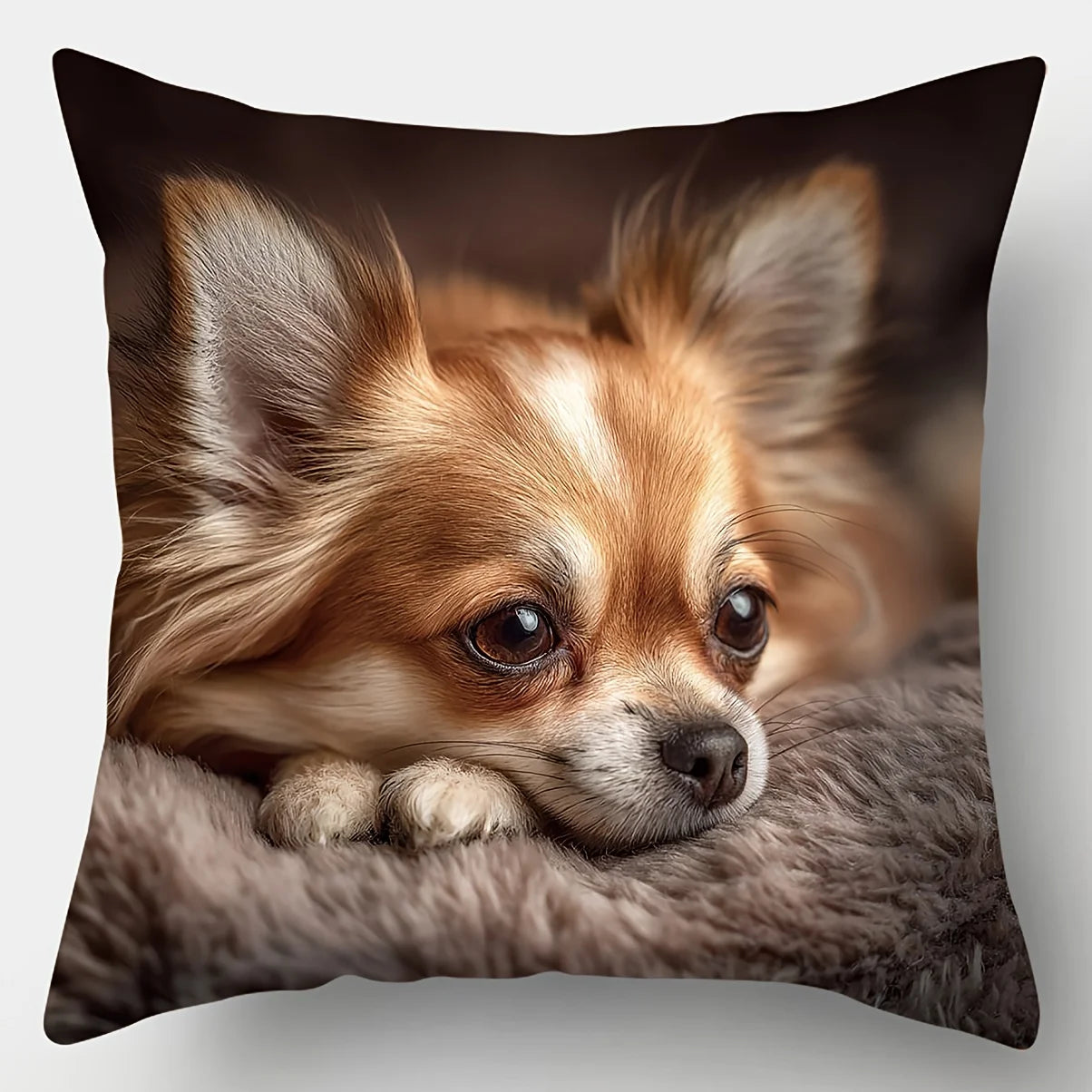 4PCS Chihuahua Pillow Covers: Dogs in Different Moods, Cute for Party, Home, Car (No Insert)