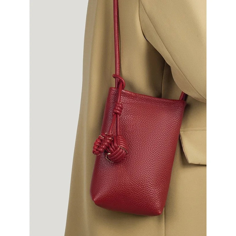 Genuine leather phone bag, versatile crossbody small bag, shoulder bag, simple and stylish phone bag for women,fresh and elegant
