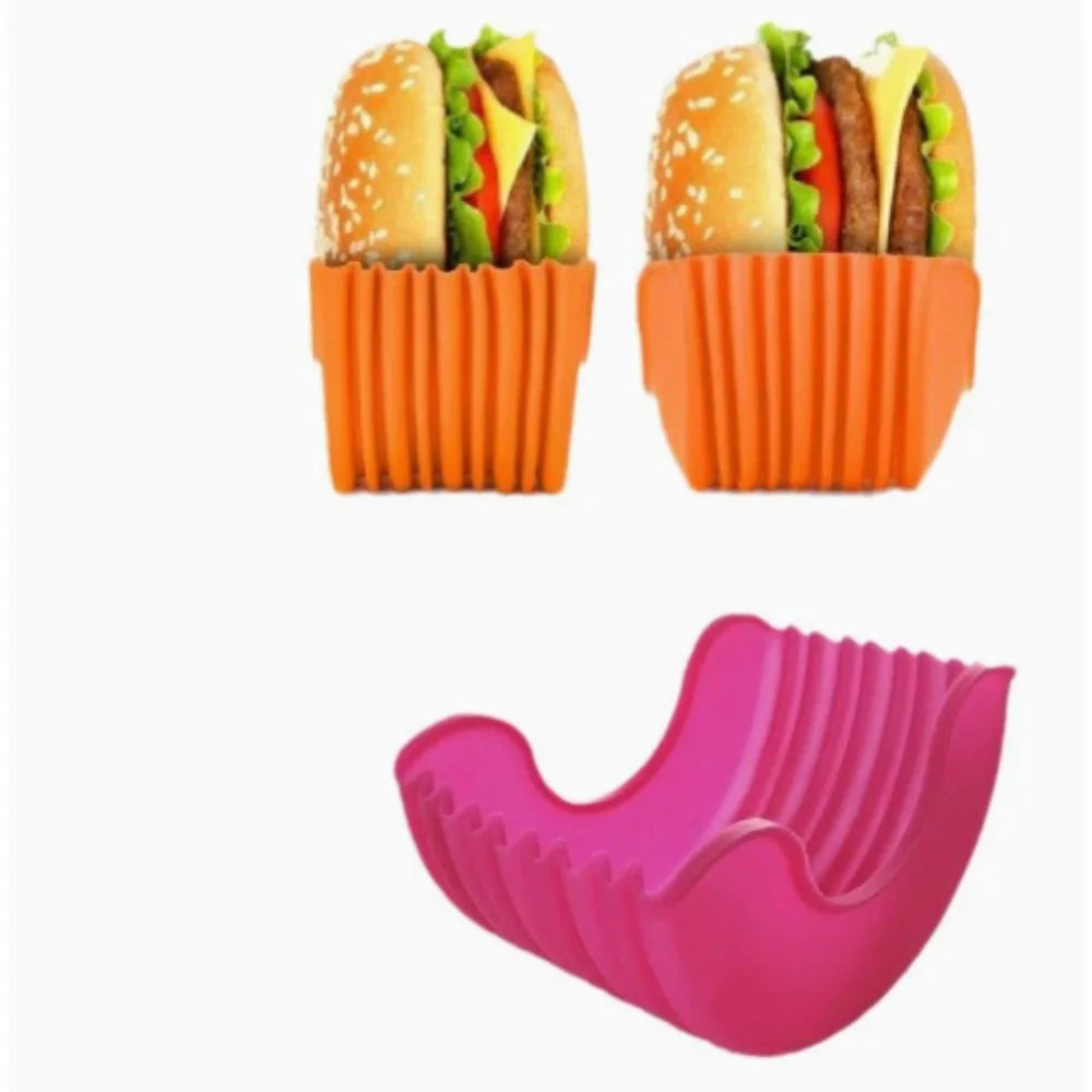 1pcs Hot selling silicone burger clip, no contact and anti drop burger fixing box tray