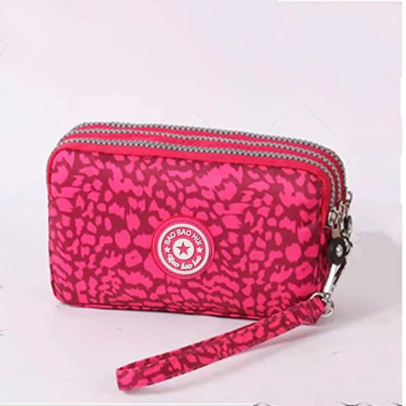 Stylish Jellyfish Print Triple Zipper Phone Bags, Compact Canvas Clutch Purse for Women’s Daily Essentials Casual Wallets Use
