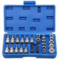 Torx Star Socket and Bit Set Male Female E Security Bits Drive Hand Tool Torque Star Socket Kit Repair Use Auto Garage DIY