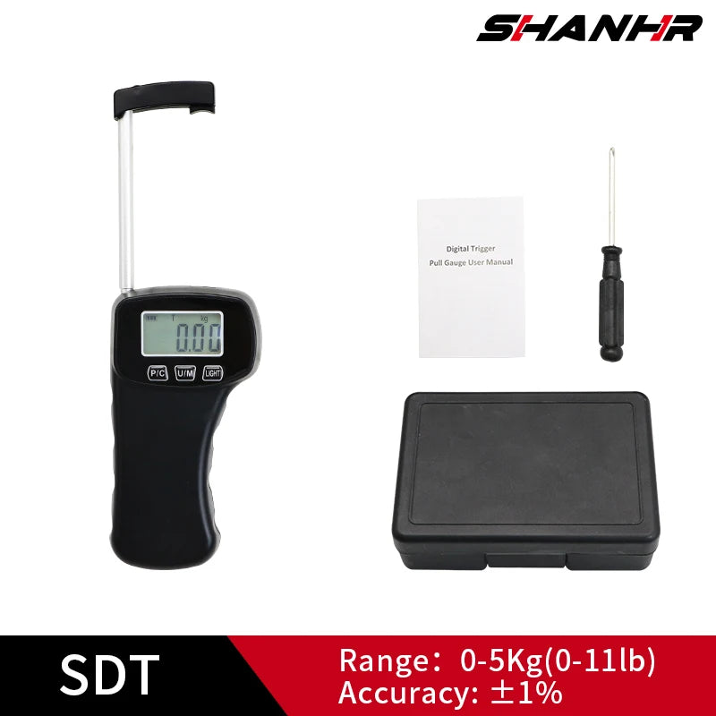 SHANHR Digital Tenision Meter Force Gauge Push Pull Gauge Portable Force Meter with Units KG/LB, Storage Case, Auto Backlit LCD