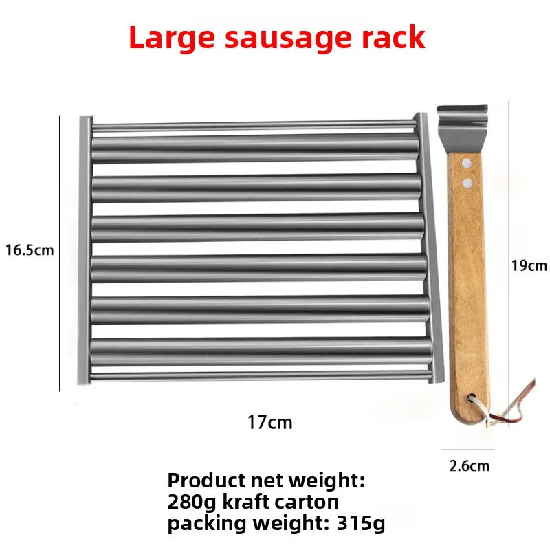 Stainless steel sausage rack detachable rolling barbecue grill outdoor hot dog barbecue grill sausage rack