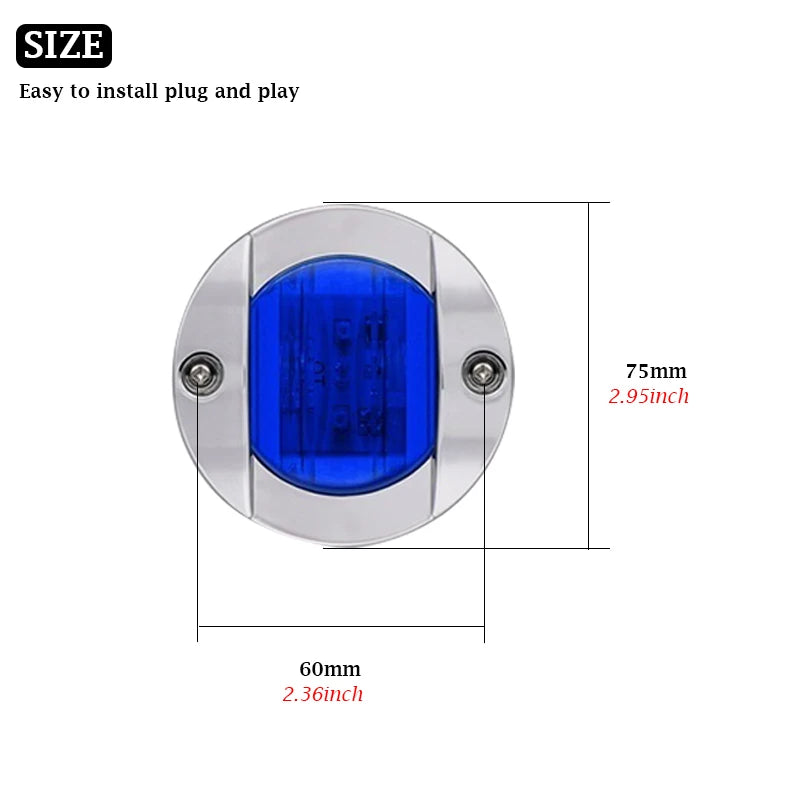 6PCS Boat Marine Lights Navigation Waterproof Marker Lamp For Truck RV Yacht Transom Anchor Stern DC 12V 6LED Stern Light