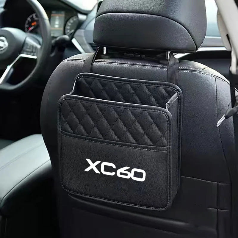 Leather Car Seat Middle Storage Bag Auto Handbag Car Back Seat Storage Bag Organizer Hanging Bag for Volvo XC60 Car Accessories