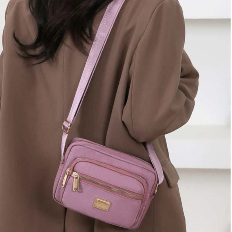 Portable Commuter Small Square Shoulder Bag Multi-layer Storage Business Bag Simple and Durable Oxford Cloth Crossbody Bag