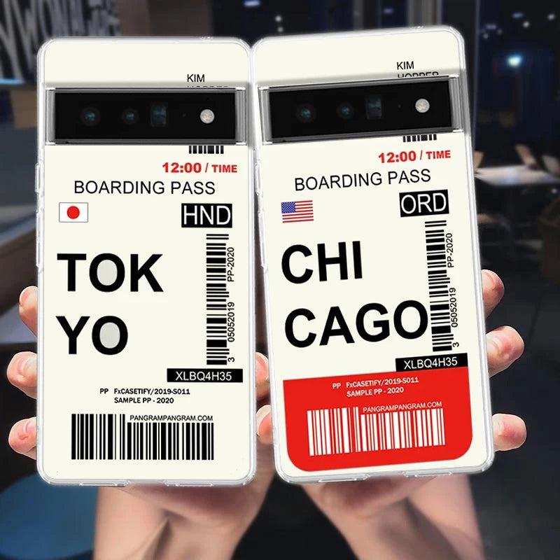 World City Travel Ticket New York Phone Case For Google Pixel 9 Pro XL 8 7 6 Pro 8A 7A 6A 5 4 5A 4A 3A XL 5G Soft Clear Cover