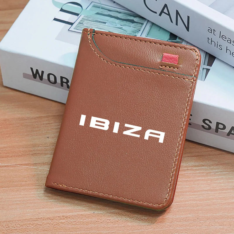 Leather Ultra-thin Mini PU Carbon Fiber Credit Card Holder Men Wallets Men For Seat Ibiza Ateca Arona Auto accessories interior