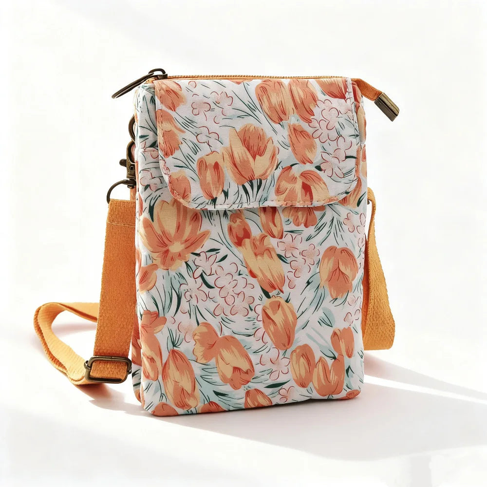 Fresh countryside fabric crossbody phone bag - floral five-layer crossbody women's bag