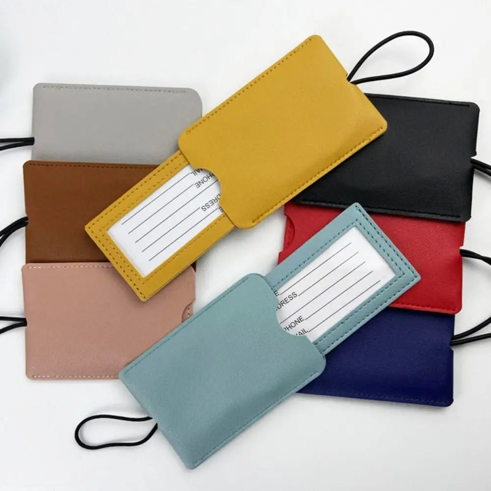PU Leather Pull out Luggage Tag Soft Red Color Luggage Label Straps Backpack Accessories Name ID Address Tags Travel Accessories