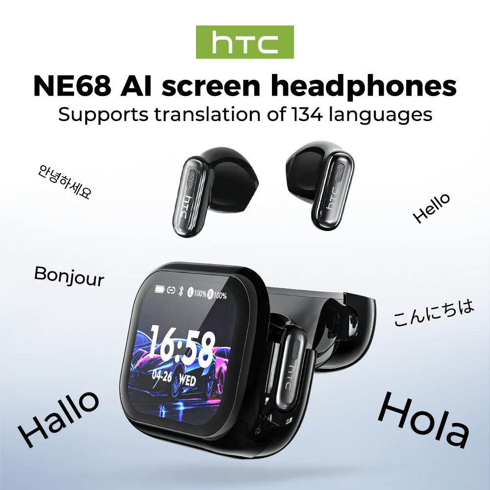 Auriculares Traductor DeIdioma 2026 HTC NE68 AI Translation Earbuds Bluetooth 6.0 Low Latency Gaming IPX4 Sports Touch Control