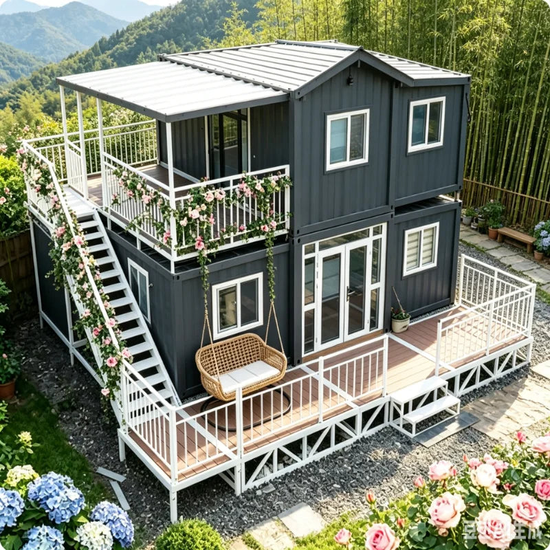 Customized 20ft 40ft Double Wing Folding Container Home 1 2 3 Bedrooms Expandable Prefab Modular House Portable Steel Home
